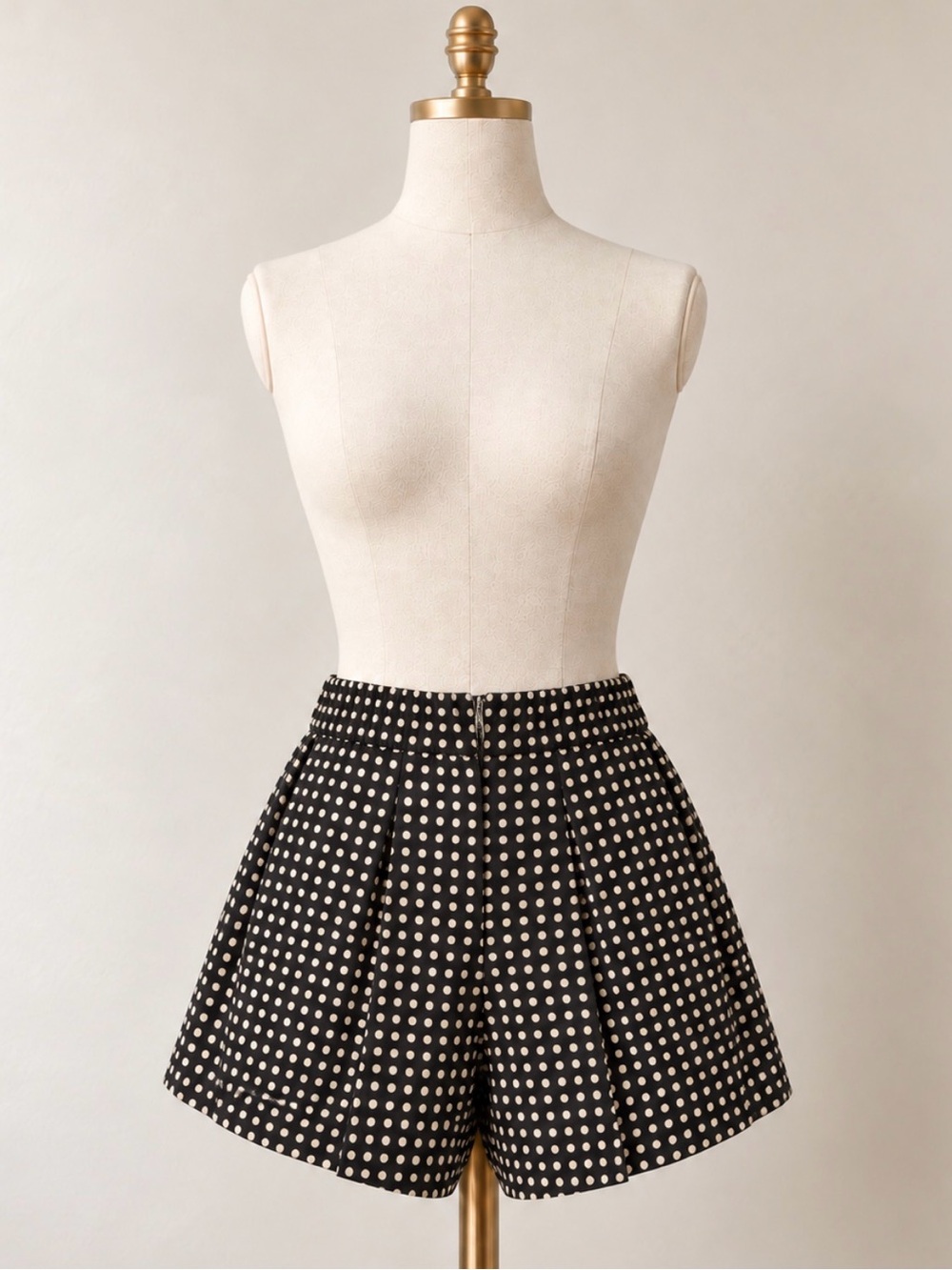 DO+BE Black Skirt-Style Shorts with Ivory Polka Dots Y2K